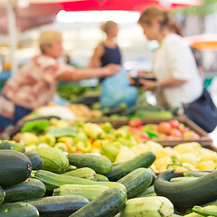 Image showing Farmers\' food market stall with variety of organic vegetable.