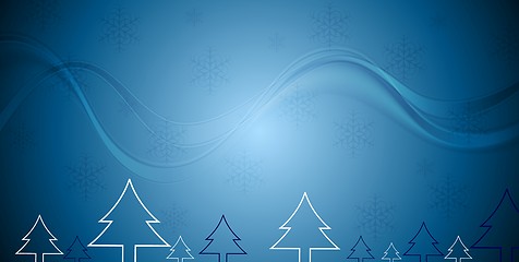 Image showing Blue Christmas background with fir trees