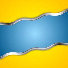 Image showing Yellow blue contrast background with metal waves