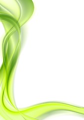 Image showing Bright green shiny smooth waves on white background