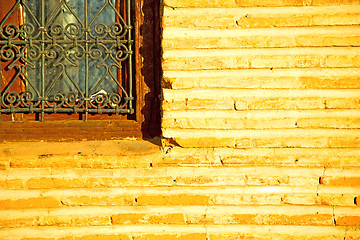 Image showing  window in morocco africa and old construction wal brick histori