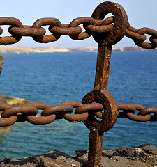 Image showing chain  water  boat yacht coastline and summer in lanzarote spain