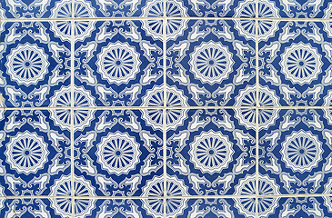 Image showing Traditional Portuguese glazed tiles