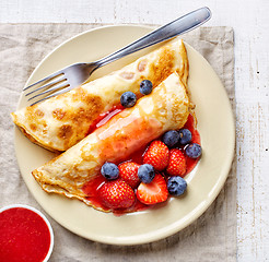 Image showing crepes with fresh berries 