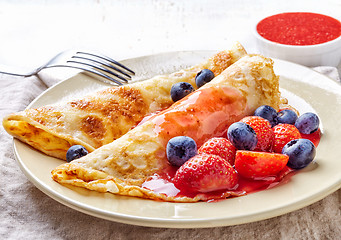 Image showing crepes with fresh berries