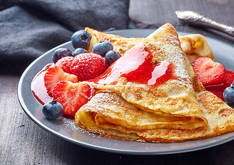 Image showing crepes with fresh berries