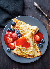 Image showing crepes with fresh berries