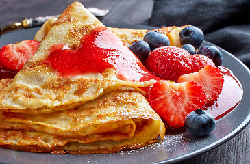 Image showing crepes with fresh berries