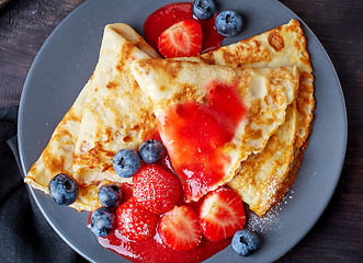 Image showing crepes with fresh berries