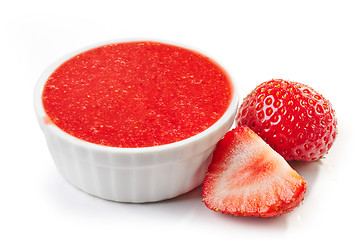 Image showing bowl of strawberry sauce