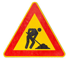 Image showing Road works sign isolated