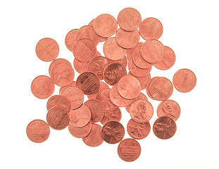 Image showing Dollar coins 1 cent wheat penny cent