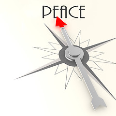 Image showing Compass with peace value word