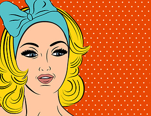 Image showing Pop Art illustration of girl with blonde hair