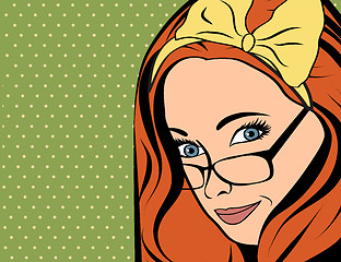 Image showing Pop Art vector illustration of girl with red hair