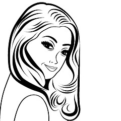 Image showing cute retro woman with long  hair in comics style