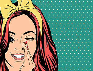 Image showing Pop Art illustration of girl with red hair