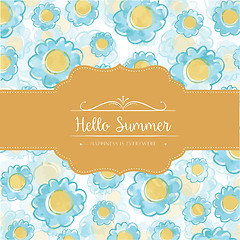 Image showing Watercolor floral  card  with message Hello Summer