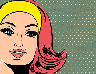 Image showing Pop Art illustration of girl with red hair