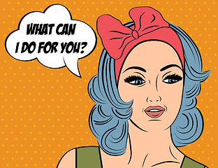 Image showing Pop Art illustration of girl with the speech bubble