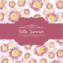 Image showing Watercolor floral  card  with message Hello Summer