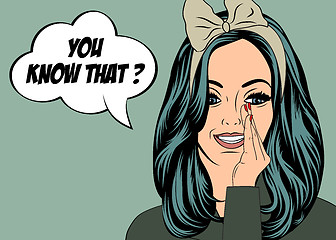 Image showing Pop Art illustration of girl with the speech bubble