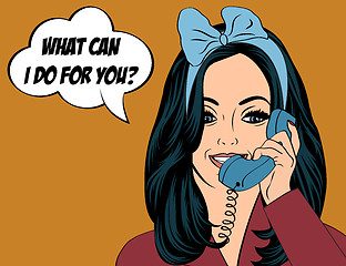 Image showing Pop Art illustration of girl with the speech bubble