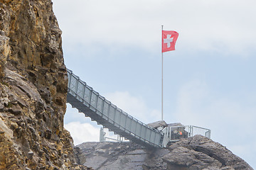 Image showing LES DIABLERETS, SWIZTERLAND - JULY 22: People walk at the Glacie