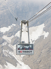 Image showing LES DIABLERETS, SWIZTERLAND - JULY 22: Ski lift to area Glacier 