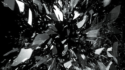 Image showing Shattered pieces of glass with motion blur