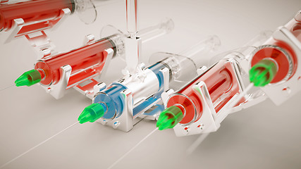 Image showing syringe production line and one unique sqiurt concept