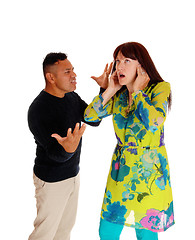 Image showing Man yelling on his frustrated wife.
