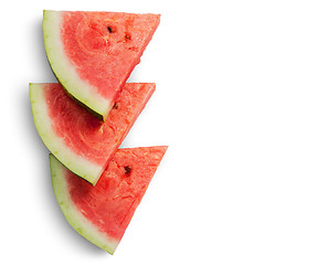 Image showing Three slices of watermelon on each other