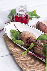 Image showing Beetroots rustic wooden table 