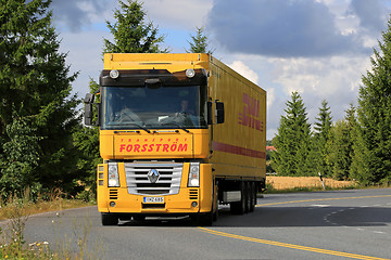 Image showing Yellow Renault Magnum Semi Truck on the Road