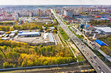 Image showing Bird eye view on Melnikayte street. Tyumen. Russia