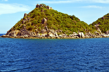 Image showing asia kho tao bay isle   house boat in thailand  and  sea 
