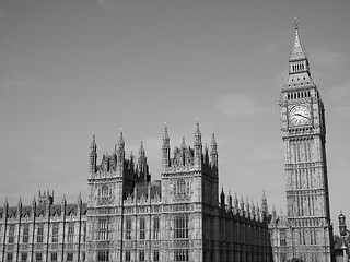 Image showing Black and white Houses of Parliament in London