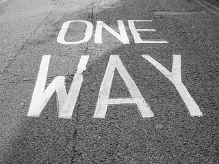 Image showing Black and white One way