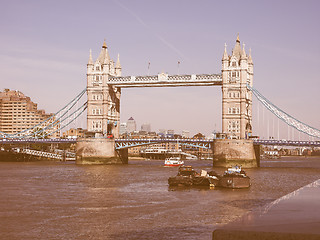 Image showing Retro looking Tower Bridge in London