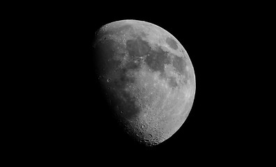 Image showing Black and white Gibbous moon