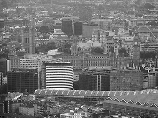 Image showing Black and white Aerial view of London