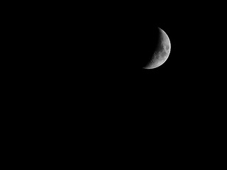 Image showing Black and white First quarter moon