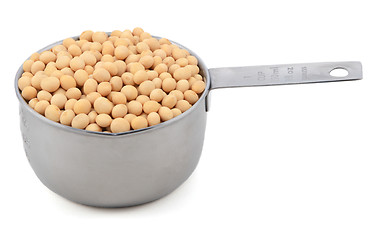 Image showing Soybeans, or soya beans, in a measuring cup