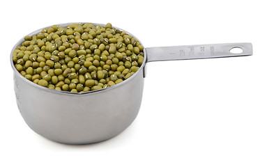 Image showing Green mung beans in a measuring cup