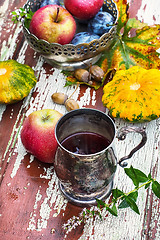 Image showing Cup of tea in the autumn style