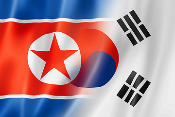 Image showing North Korea and South Korea flag