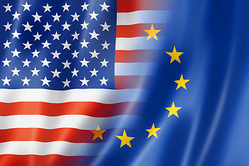 Image showing USA and Europe flag