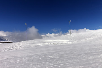 Image showing Ski slope in winter mountains