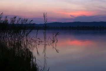 Image showing Sunset at a lake